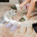 Women's Fuzzy House Slippers with Memory Foam Warm Plush Slipper for Indoor (7-7.5, Lilac)