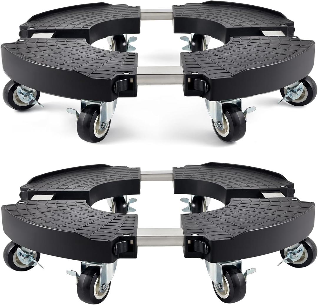 TreeGun 2 Pack Plant Caddy with Wheels Heavy Duty with 8 Lockable Casters, Rolling Plant Stand Adjustable for 8inch-22inch Outdoor Indoor Large Plant, Plant Stand with Wheels 500lbs Capacity