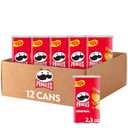 Pringles Potato Crisps Chips, Lunch Snacks, Office and Kids Snacks, Grab N' Go, Original (12 Cans) (EXP 06/15/27)