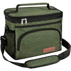 ExtraCharm Insulated Lunch Bag for Women/Men - Reusable Lunch Box for Office Picnic Hiking Beach - Leakproof Cooler Tote Bag Organizer with Adjustable Shoulder Strap for Adults - Green