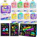 Elover Valentines Day Party Favors for Kids 24 Pack Rainbow Scratch Art Notebook Students Classroom Gifts Bulk for Girls Boys Goodie Bags Stuffers Valentines Day Card for Classroom Exchange