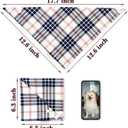 5PCS Dog Bandanas with Button - Thick Triangle Bibs Dual Layer Soft Cotton Scarves for Small Medium Boy Girl Puppy Cat Pet Baby Square Plaid Printing Washable Kerchief Halloween Costumes Outfits (blue)