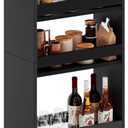 MARTY Rolling Storage Cart 7.9" W, 4-Tier Kitchen Cart with Wheels Handle, Slim Storage Cart Mobile Shelving Utility Carts for Bathroom Laundry Room Organization Narrow Places (Black)