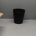 KINGFOM Classic Pu Leather Trash Can Wastebasket, Small Garbage Container Can for Bathrooms, Powder Rooms, Kitchens, Home, Office and and High Class Hotel Round Black