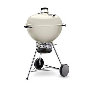 Weber Master-Touch Charcoal Grill, 22-Inch, Ivory – Premium Outdoor BBQ Grill with Tuck-Away Lid Holder & One‑Touch™ Cleaning System, Porcelain‑Enameled Kettle