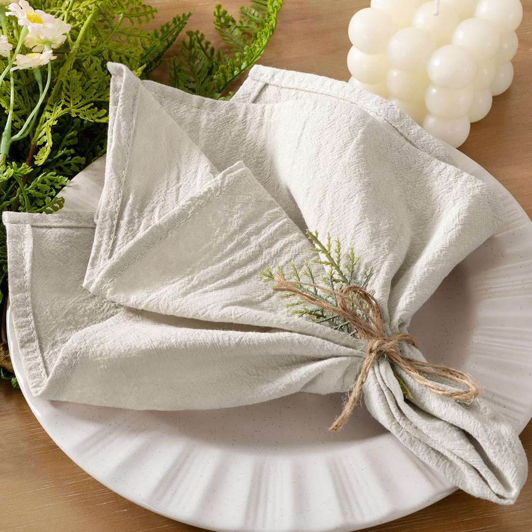 Socomi Cloth Napkins Beige Valentine's Day Washable Reusable Bulk Linen Cotton Napkins Set of 6 17"x17" for Wedding Party Bridal Baby Shower Birthday Dining Table Decorations