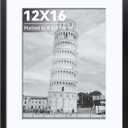 HappyHapi 12x16 Picture Frame, Black Photo Frame for 8.5x11 with Mat or 12x16 Without Mat, Wall Mount Display Picture Frames for Prints, Photos, Paintings, and Landscape, 1 Pack (12 x 16, black*1)