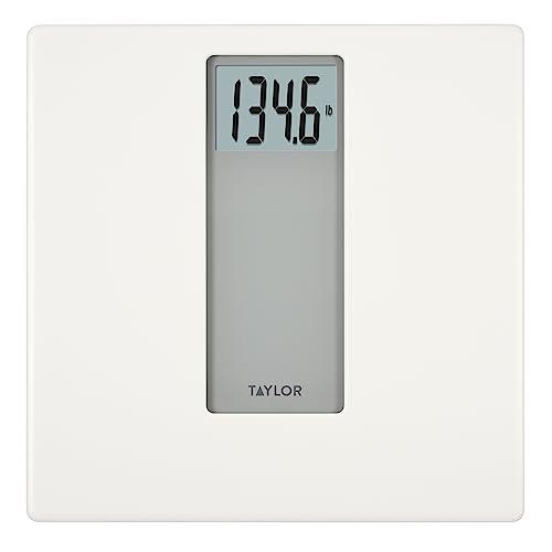 Taylor Digital Glass Bathroom Scale for Body Weight, 400 lb Capacity, Durable Tempered Glass Platform and Easy to Read, White