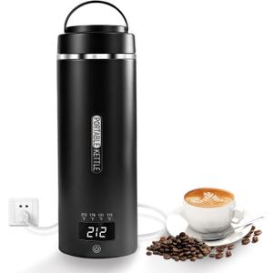 Travel Kettle, Portable Electric Kettle with 4 Temperature Controls, 304 Stainless Steel with Auto Shut-off, Black (120V)