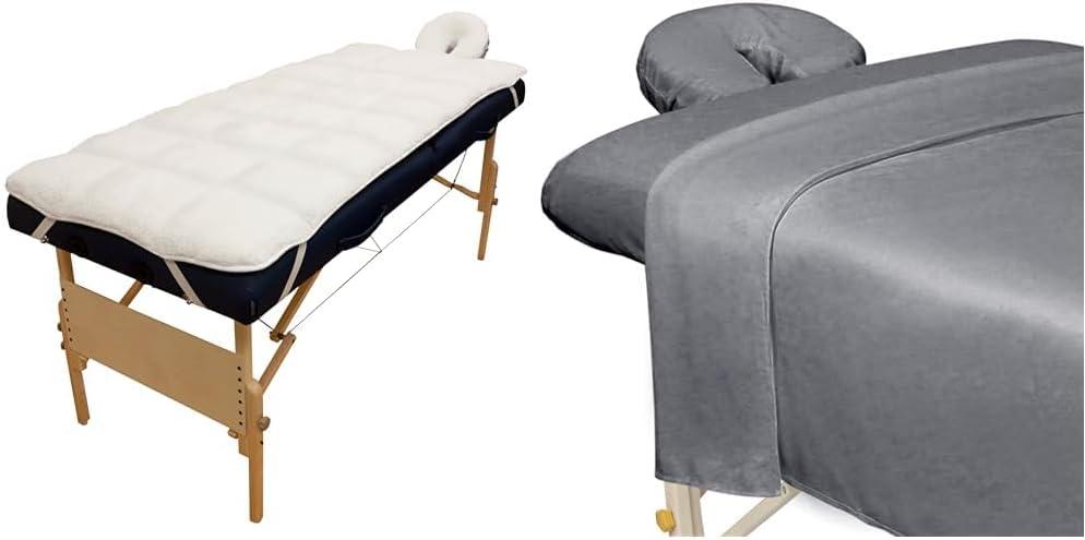 Body Linen Deluxe Quilted Massage Table Pad Set with ForPro Premium Microfiber Massage Sheet Set, 3 Pieces