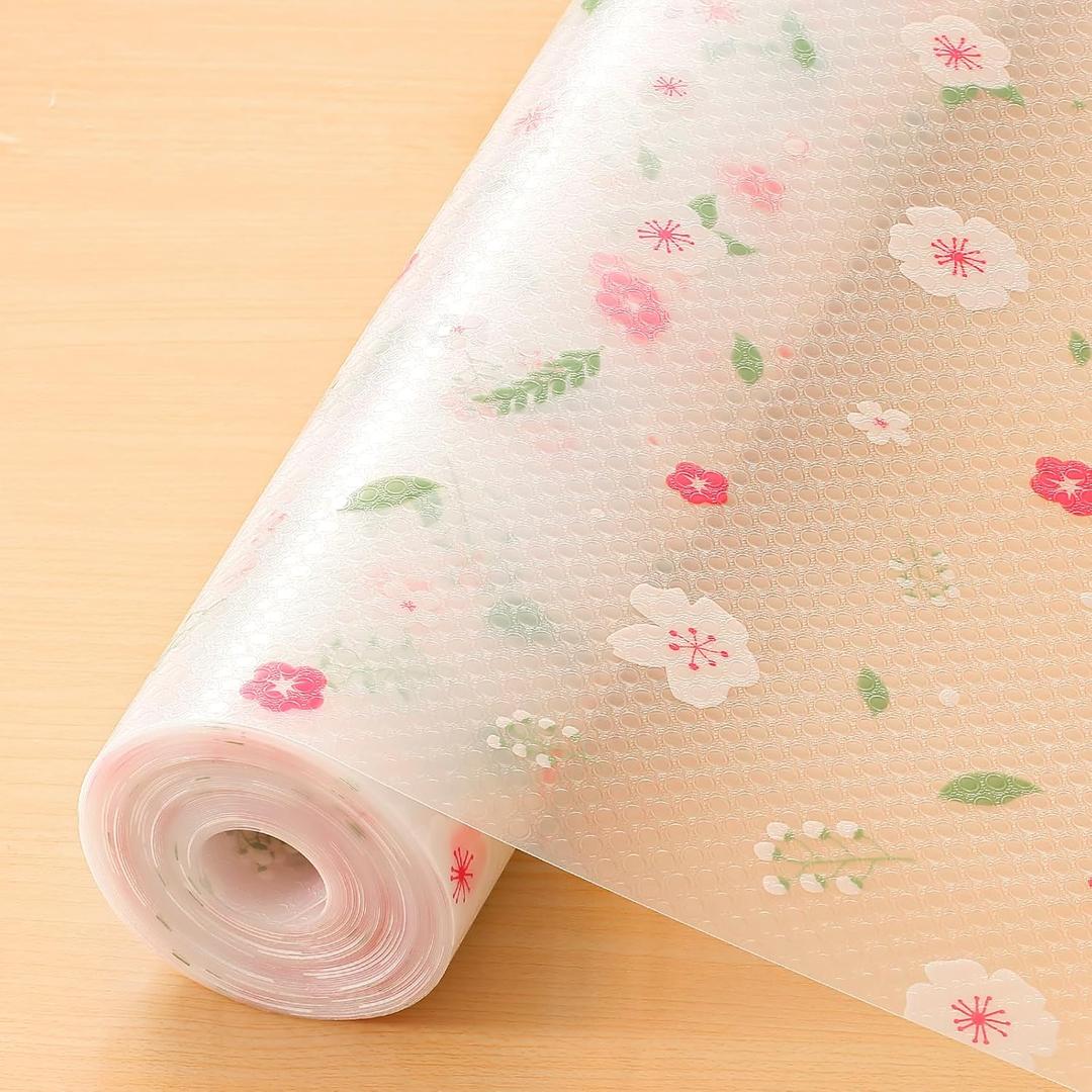 Cooyes Shelf Liner  Premium Non-Adhesive Cabinet & Drawer Liner for Kitchen  Waterproof Shelf Paper with Modern Pattern  Durable EVA Cabinet Mat  Easy to Cut (11.8"W x 236"L, Green Pink)