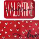 Valentine's Day Heart-Shaped Kitchen Carpet and mat Set, Two-Piece Kitchen Home Decoration, Happy Home Decoration on The Floor - Approximately 16x28 and 16 * 48Inch Dark red
