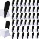 40 Pcs Chair Cap Covers Spandex Chair Hood Sash Hat Bands Folding Stretch Elastic Cover for Wedding Holidays Banquet Party Celebration (Black)