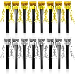 48Pcs Happy New Year Noise Makers, Gold and Silver Metallic Fringed Party Blowers New Years Noisemakers Blowouts Whistles for Birthday Baby Shower Christmas New Years Eve Party Supplies