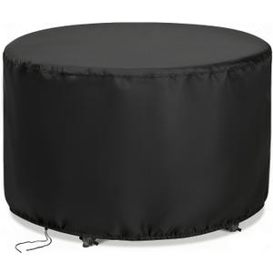 Round Patio Bar Height Table and Chair Cover 90 Inch, Outdoor Round Tall High Patio Table Cover for Patio Rounds Furniture, Patio Set Covers Waterproof Outdoor - 90 X 43 Inch, Black