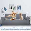 MAXIJIN Super Stretch Couch Cover for 3 Cushion Couch, 1-Piece Universal Sofa Covers Living Room Jacquard Spandex Furniture Protector Dogs Pet Friendly Fitted (Large, Light Gray)