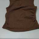 Women's Brown Textured Ruched Slash Neck Sleeveless Top (Small, Brown)