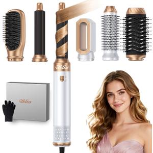 Ukliss Hair Dryer Brush 6 in 1, Hot Air Brush & Styler with ALCI Safety Plug, Ionic Blow Dryer Brush for Frizz Free Salon Blowout, Volumizing & Auto Curls, for Fine to Normal Hair