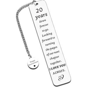 20th Anniversary, Gifts for Couple Him Her 20 Year Wedding China Anniversary Bookmark for Wife Husband or Parents - Twenty Anniv. for Women Men Platinum Anniversary Marriage Presents for Men