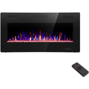 R.W.FLAME 36 inch Recessed and Wall Mounted Electric Fireplace, Ultra Thin ad Low Noise, Fit for 2 x 4 and 2 x 6 Stud, Remote Control with Timer,Touch Screen,Adjustable Flame Color and Speed