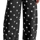 Cicy Bell Womens Polka Dot Barrel Jeans Baggy Wide Leg Denim Pants (Black, 16)