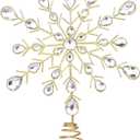 ChamBay Elegant Snowflake Tree Topper, 11" Gold Christmas Tree Topper with Crystal, Metal Tree Toppers Christmas Decorations, Vintage Xmas Tree Topper, Snowflake Ornaments for Christmas Tree Top