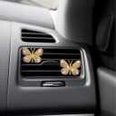 Zpana Bling Car Air Vent Clips, 4PCS Butterfly Rhinestone Vehicle Clamp Pandent, Sparkling Diamond Automotive Interior Vent Charm Decoration Accessories, Universal for SUV, Sedan, Truck (Pink)