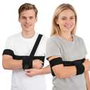 shoulder immobilizer sling,shoulder stabilizer brace,Arm sling with additional fixation strap | Elastic shoulder fixation brace for clavicle fractures, post-operative recovery, subluxation  unisex left/right fit,shoulder immobilizer,shoulder braceblack