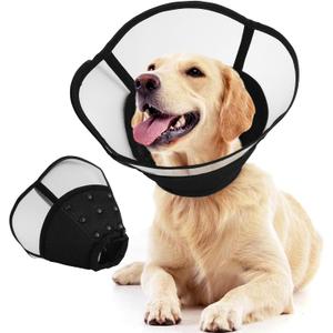 Allroaring Dog Cone Alternative, Soft Dog Cones for Large Dogs, Adjustable Doggie Recovery Cone Collar Comfy Pet Elizabethan Collars to Stop Licking for Wound Healing Care Spay Neuter, Black L