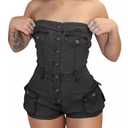 Quzzion Summer Jean Tube Top Jumpsuits for Women Trendy Cargo Denim Rompers Sexy, M