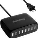 USB Charger Station, SUPERDANNY 8-Port Desktop Charging Station for Multiple Devices, Compatible with iPhone 11/X/Xs/Max/XR/SE/8/Plus, iPad Pro/Air/Mini, AirPods, Galaxy S10 Note, LG, and More, Black