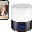 Security Camera Indoor for Home - Bluetooth Speaker - Homekit Camera - 1080P Clock Camera with 160°Rotating Viewing Angle - Night Light - AI Motion Detection (Black and White)