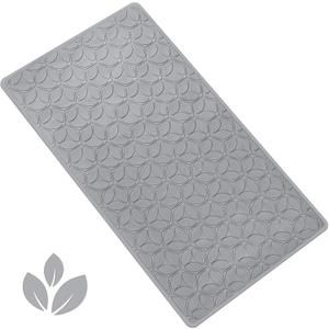 WRISIN Bathtub Mat Non Slip with Suction Cups - 100% Rubber Bathroom Mat Textured for Bath Tub Shower Safety - Soft on Touch - BPA/PVC Free - Pet Dog Bath Mat - Machine Washable - 16  28 InchGray (28" x 16" (Rectangular))