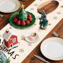 3 x Artscope Merry Christmas Santa Claus Table Runner, Xmas Winter Snowflakes Holiday Kitchen Dining Table Decoration for Christmas Home Party Decor 13x108 Inch-Blue