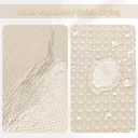 PANGSINNE Beige Fabric Shower Curtain - Waffle Textured Heavy Duty Shower Curtains for Bathroom, 256GSM Hotel Spa Luxury Weighted Bath Curtain with 12 Hooks, 72x80, Beige