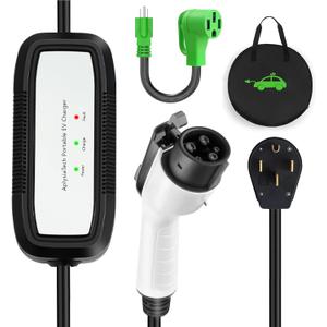 Level 2 EV Charger, 32 Amp 110-240V Portable Electric Car Charger, Electric Vehicle Charging Stations with NEMA 14-50 Plug & NEMA 5-15 Adapter for J1772, 8 Gauge 21 FT Cable