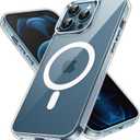 JETech Magnetic Case for iPhone 12 Pro Max 6.7-Inch Compatible with MagSafe Wireless Charging, Shockproof Phone Bumper Cover, Anti-Scratch Clear Back (Clear)