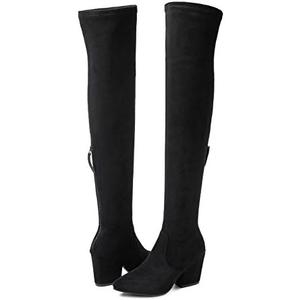 N.N.G Women Over the Knee Boots Thigh High Suede Block Winter Low Above Flat Long OTK Comfort Pointed toe Size 9, Black