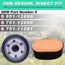 937-05065 951-12260 Air Filter + 951-12690 Oil Filter Spark Plug for Craftsman Powermore 420CC T1000 T1200 R1000 LT4200 CC760ES Lawn Mower