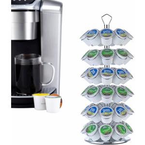Rice rat K cup Holder Storage Coffee Capsules Pod Holder Carousel 6 Tier Compatible with 54 K-Cup Pods
