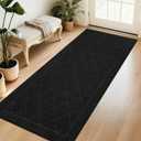 BEQHAUSE Dirt Trapper Door Mat 32" x 72", Doormat Non-Slip Entryway Rugs Washable, Dog Door Mat Stain Resistant and Absorbent Welcome Floor Mat for Front Back Door, Mud Wet Shoes & Paws, Black