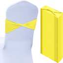 Kinlop 50 Pcs Spandex Chair Sashes Bows Chair Bands Slider Sashes for Covers Elastic Bands Ties Without Buckle Decorations for Wedding Party Events Ceremony Birthday(Yellow)