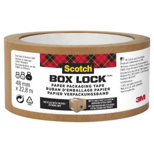 Scotch Box Lock Paper Packing Tape, Kraft Brown, Extreme Grip Kraft Paper Tape That Recycles with The Box, Moving Supplies, 1.88 in. x 25 yd., 1 Tape Roll