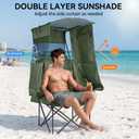 Huskfirm Camping Chair with Canopy Shade, Folding Chair with Canopy Green, Standard
