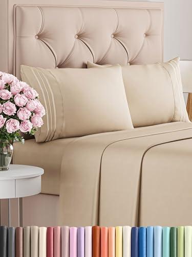King Size 4 Piece Sheet Set - Comfy Breathable & Cooling Bed Sheets Set - Hotel Luxury Bedding for Women, Men, Kids & Teens - Deep Pockets, Easy Secure Fit, Soft and Wrinkle Free - Oeko-Tex - Cream