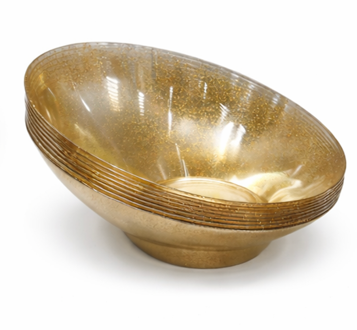 8 Pcs 20 oz Gold Plastic Serving Bowls