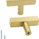 25 Pack Gold Cabinet Knobs Brushed Gold Drawer Knobs T Brass Cabinet Pulls for Kitchen Cupboard & Drawer Hardware
