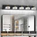SineRise Bathroom Vanity Lights Over Mirror,5-Light Dimmable 5CCT Led Vanity Lights Black Gold Crystal Wall Sconce Lighting 40 inches Modern Vanity Light for Bathroom,Bedroom,Living Room(3000K-6000K)