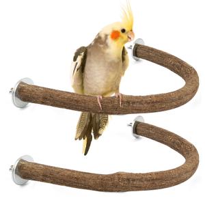 Rypet 2PCS Natural Wood Bird Perches for Cage,Wooden Parakeet cage Accessories,Parakeets Stand Perch,U Shape Parrot Perch Bird Stand Toys for Parakeet, Conure, Cockatiel, Budgie, Lovebirds L