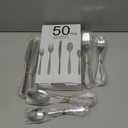 50 Piece Silverware Set Service for 10,Premium Stainless Steel Flatware Set,Mirror Polished Cutlery Utensil Set,Durable Home Kitchen Eating Tableware Set,Include Fork Knife Spoon Set,Dishwasher Safe